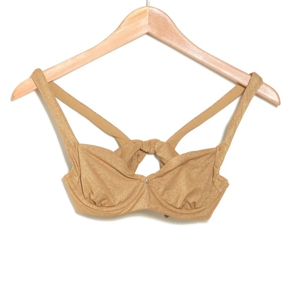 Vitamin A gold bikini top SIZE10 large nwt shimmery tie back. C cup - Picture 3 of 9